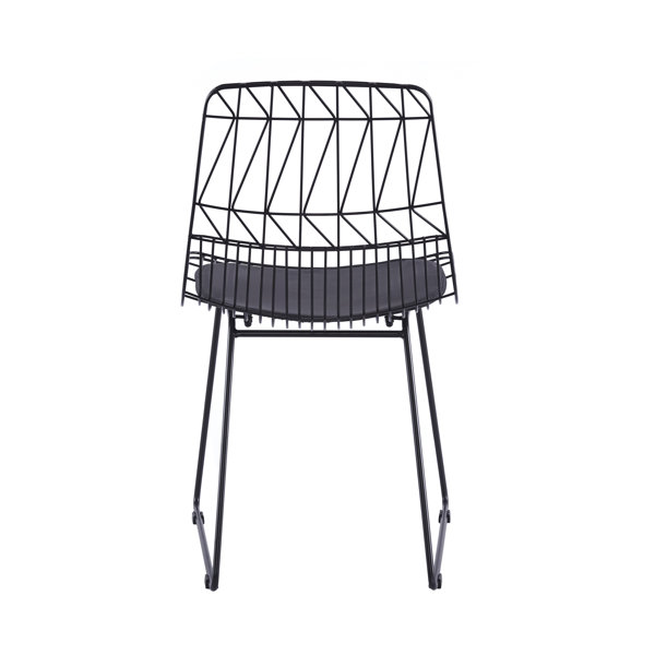 17 Stories Yuki Geometric Metal Dining Chair with PU Leather Seat Pad